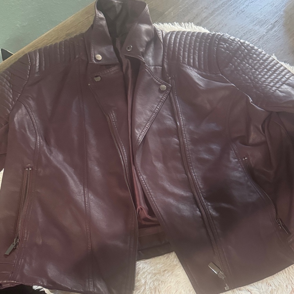 New York & Company Deep Burgundy Bomber Jacket